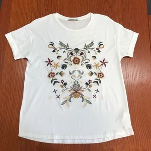 Embroidered white T-shirt